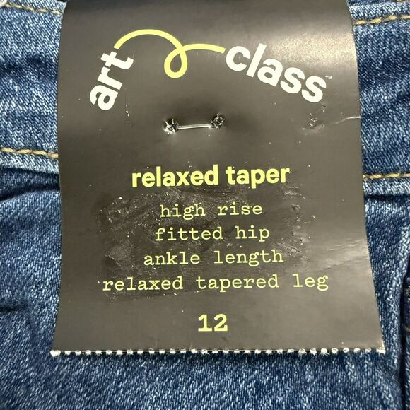 Art Class Girls High-Rise Tapered Cropped Jeans Medium Wash Blue Size 12 NEW! - Picture 4 of 13